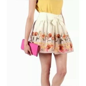 Ted Baker Floral Print Anniey Bow Front Mini Skirt size 3 NWT